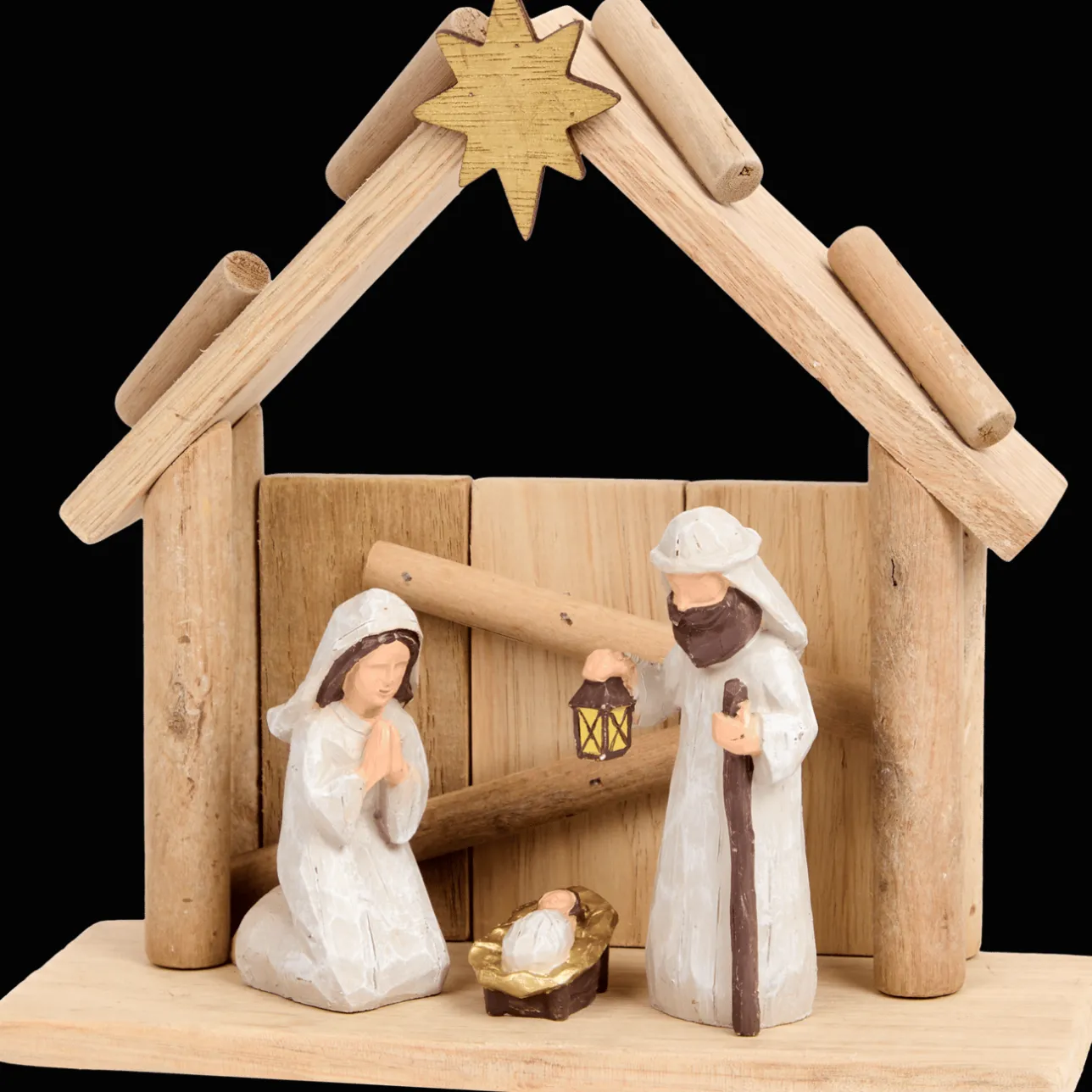 Action Absolu Chic houten kerststal> Seizoensdecoratie