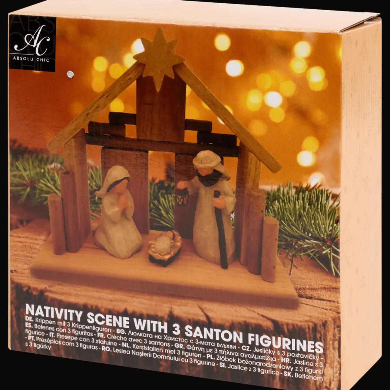 Action Absolu Chic houten kerststal> Seizoensdecoratie