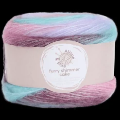 Alison & Mae glansgaren Furry Shimmer Cake> Breien & Haken