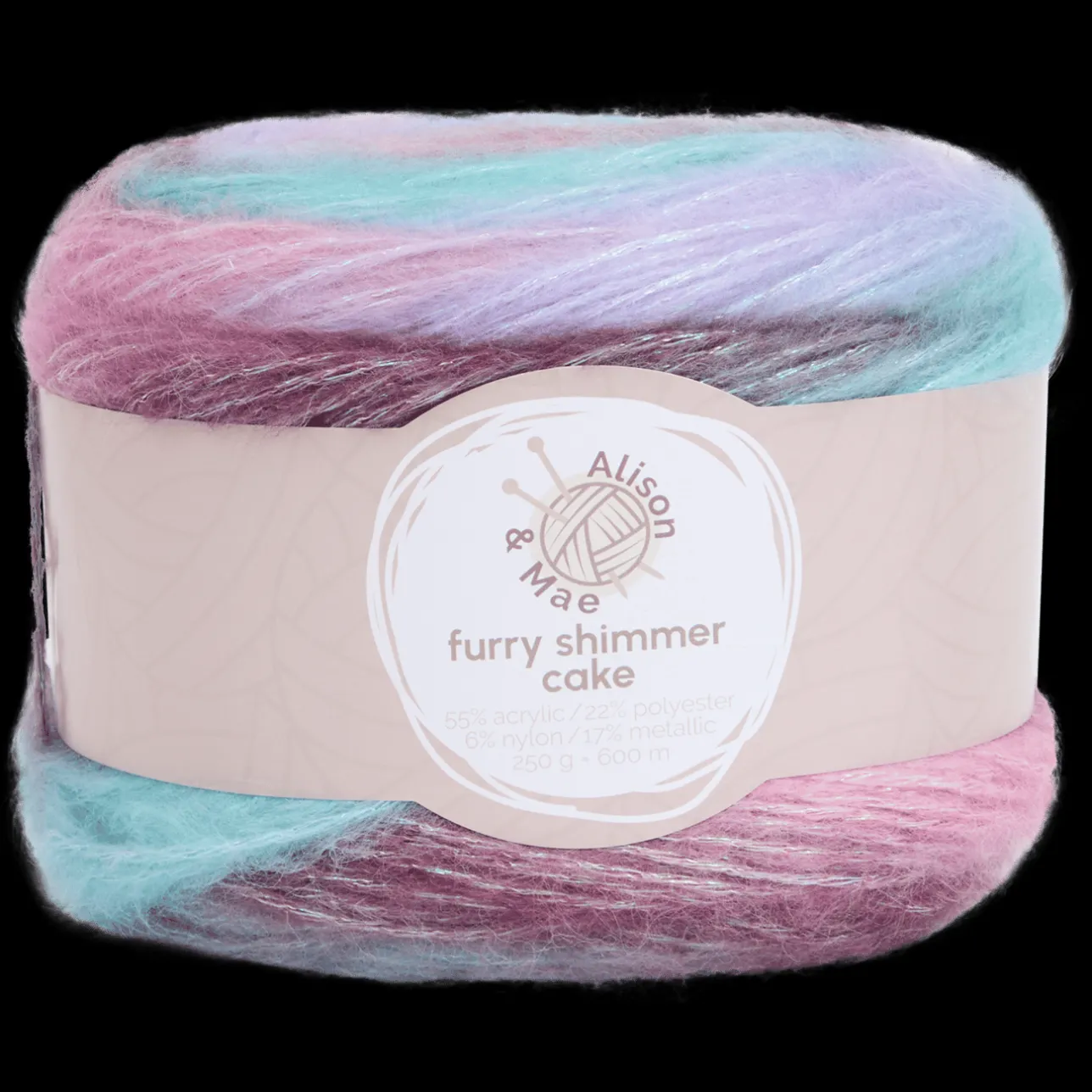 Alison & Mae glansgaren Furry Shimmer Cake> Breien & Haken