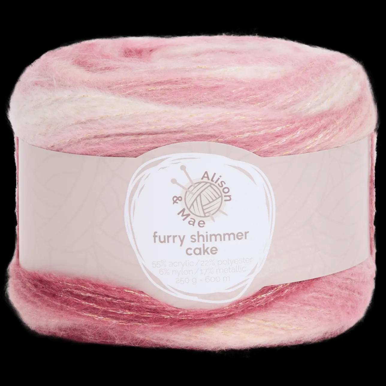 Alison & Mae glansgaren Furry Shimmer Cake> Breien & Haken