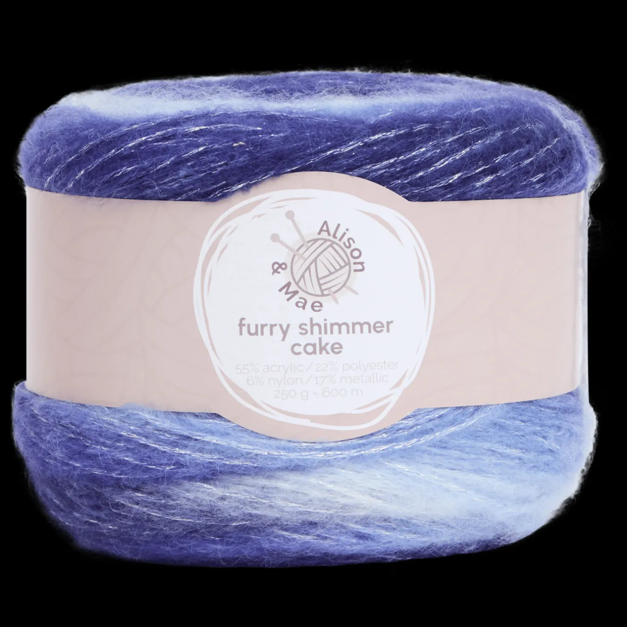 Alison & Mae glansgaren Furry Shimmer Cake> Breien & Haken