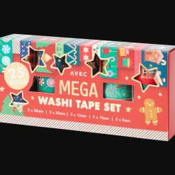 Action Avec washitape-set met kerstprint> Kaarten
