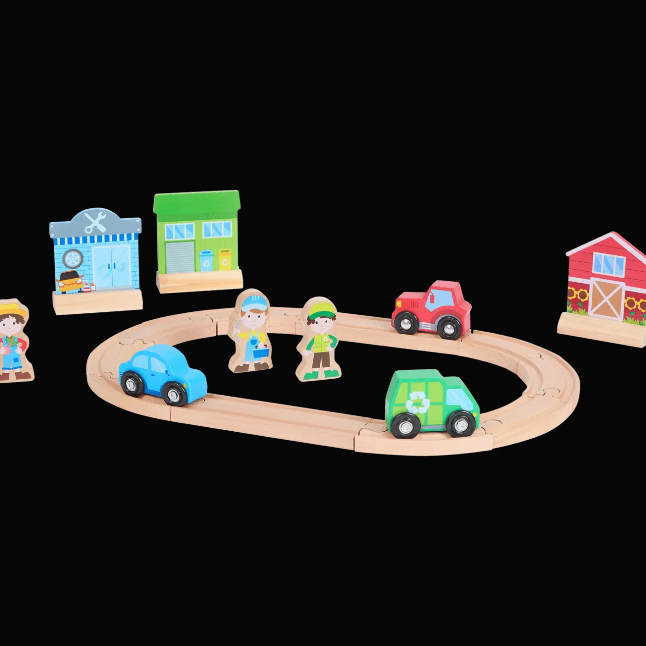 Mini Matters houten autobaan> Houten Speelgoed