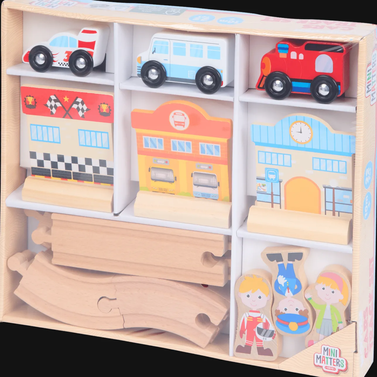 Mini Matters houten autobaan> Houten Speelgoed