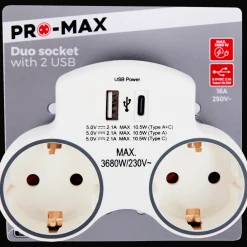 Pro-max dubbele wandstekker><noscript><img width=