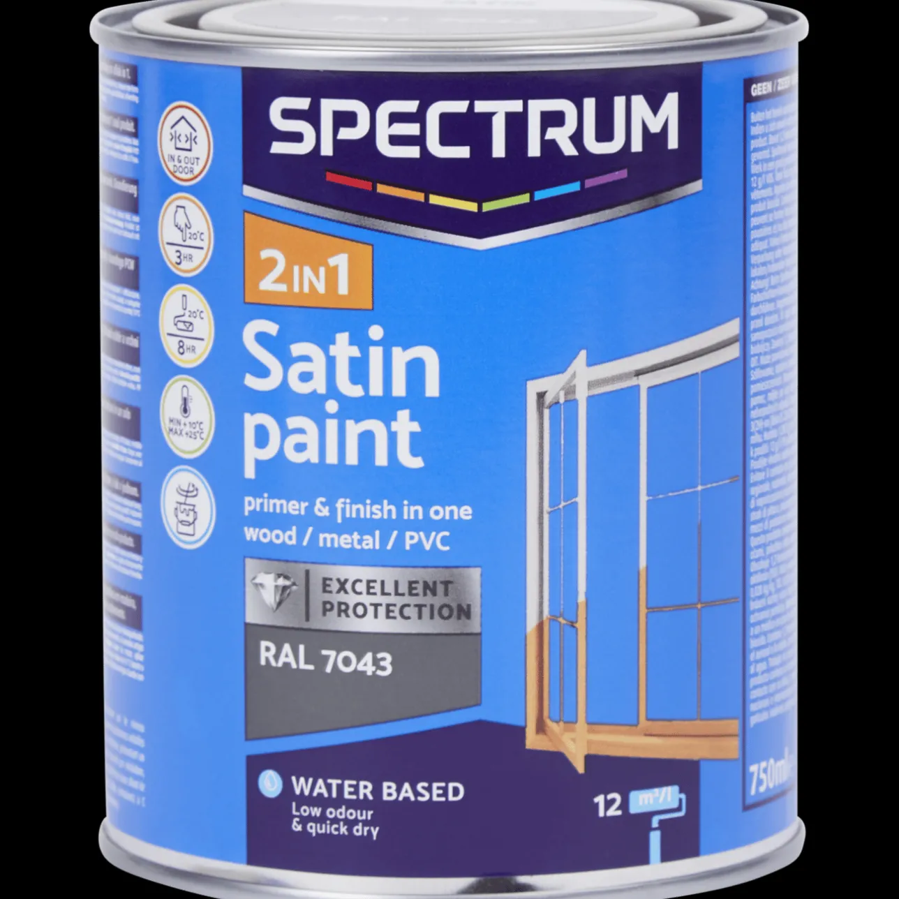 Spectrum 2-in-1 satijnglans verf RAL 7043> Verf