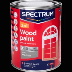 Spectrum 2-in-1 zijdeglans houtlak RAL 7036> Verf