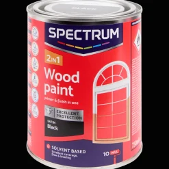 Spectrum 2-in-1 zijdeglans houtlak zwart> Verf